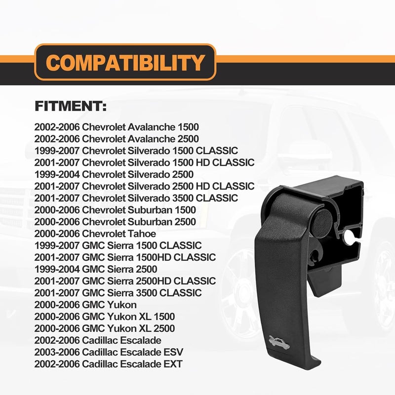 BSAMZO Hood Latch Release Pull Handle 15741109 Compatible with 1995-2007 Chevrolet Chevy GMC Cadillac C3500 C1500 K1500 ABS Black - Image 5